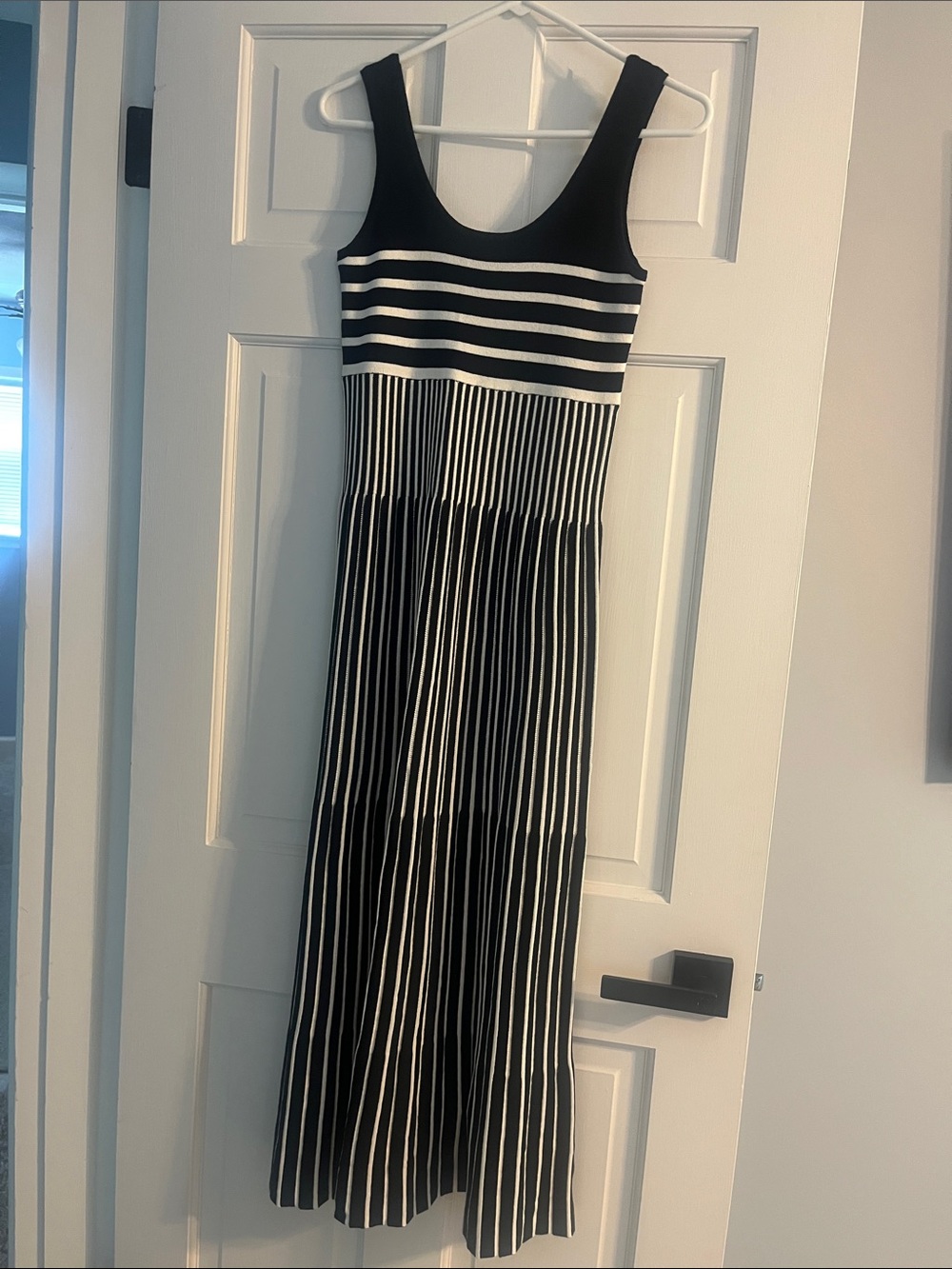 Brand New with tags! Black & White Striped Sleeveless Maxi Dress. Size Medium